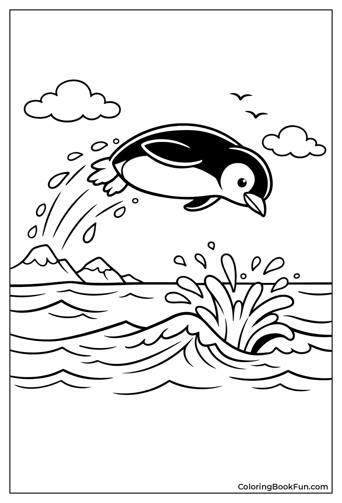 Penguin Leaping from Waves