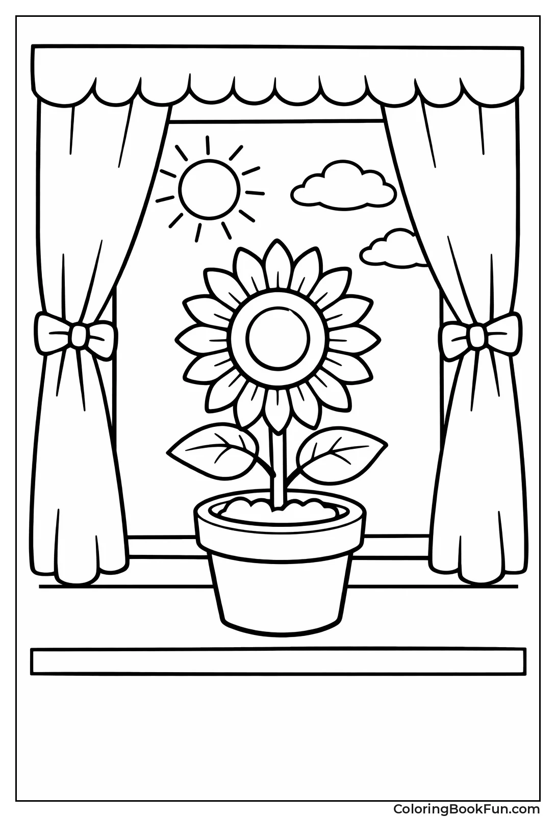 Potted Sunflower on Windowsill