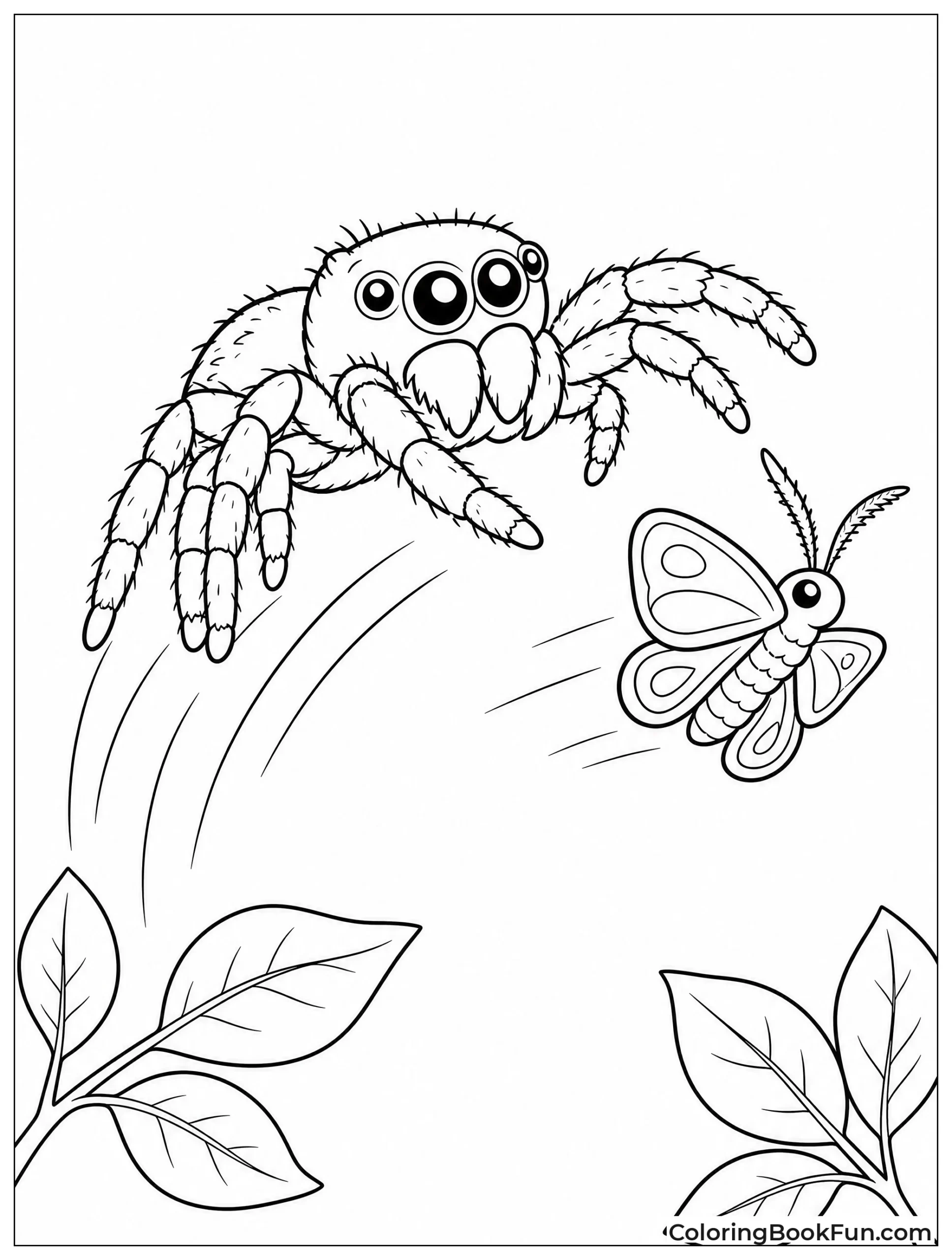 Jumping Spider Leaps at Moth