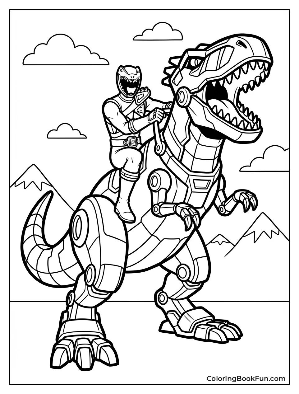 Red Ranger Rides T-Rex