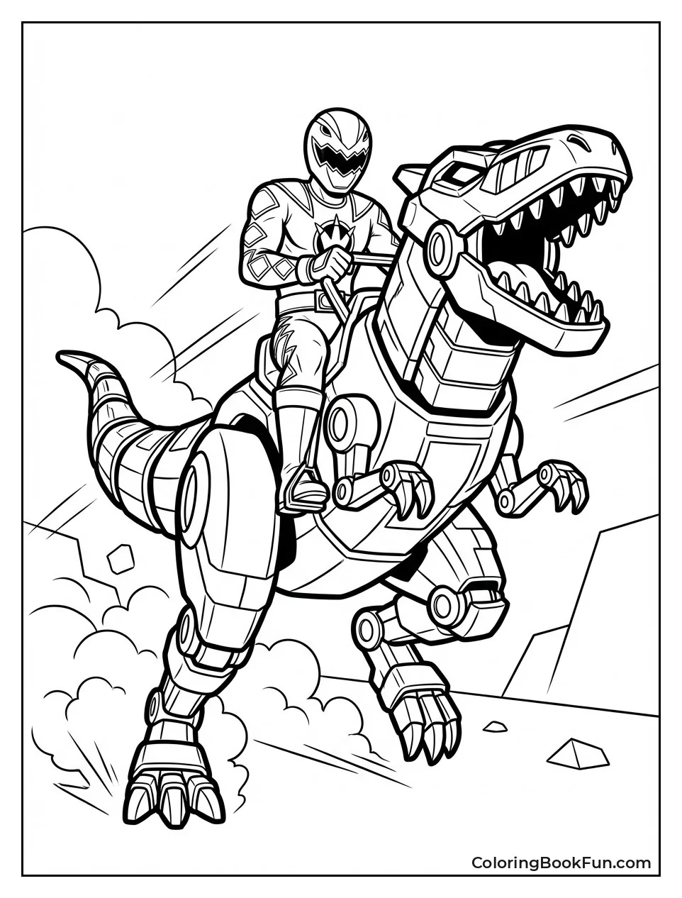 Red Ranger Rides T-Rex