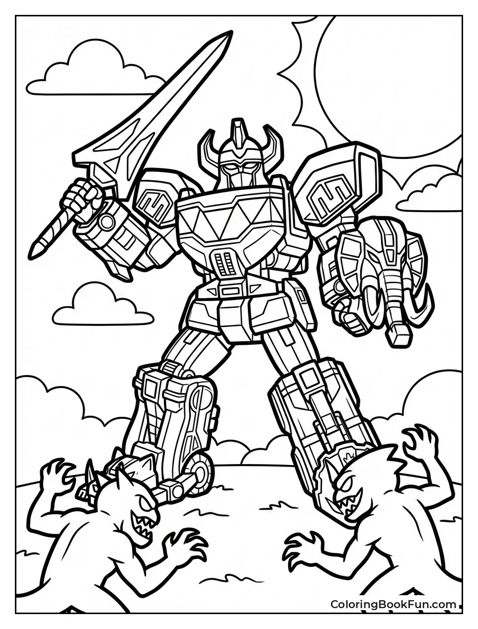 Megazord Draws Sword Ready