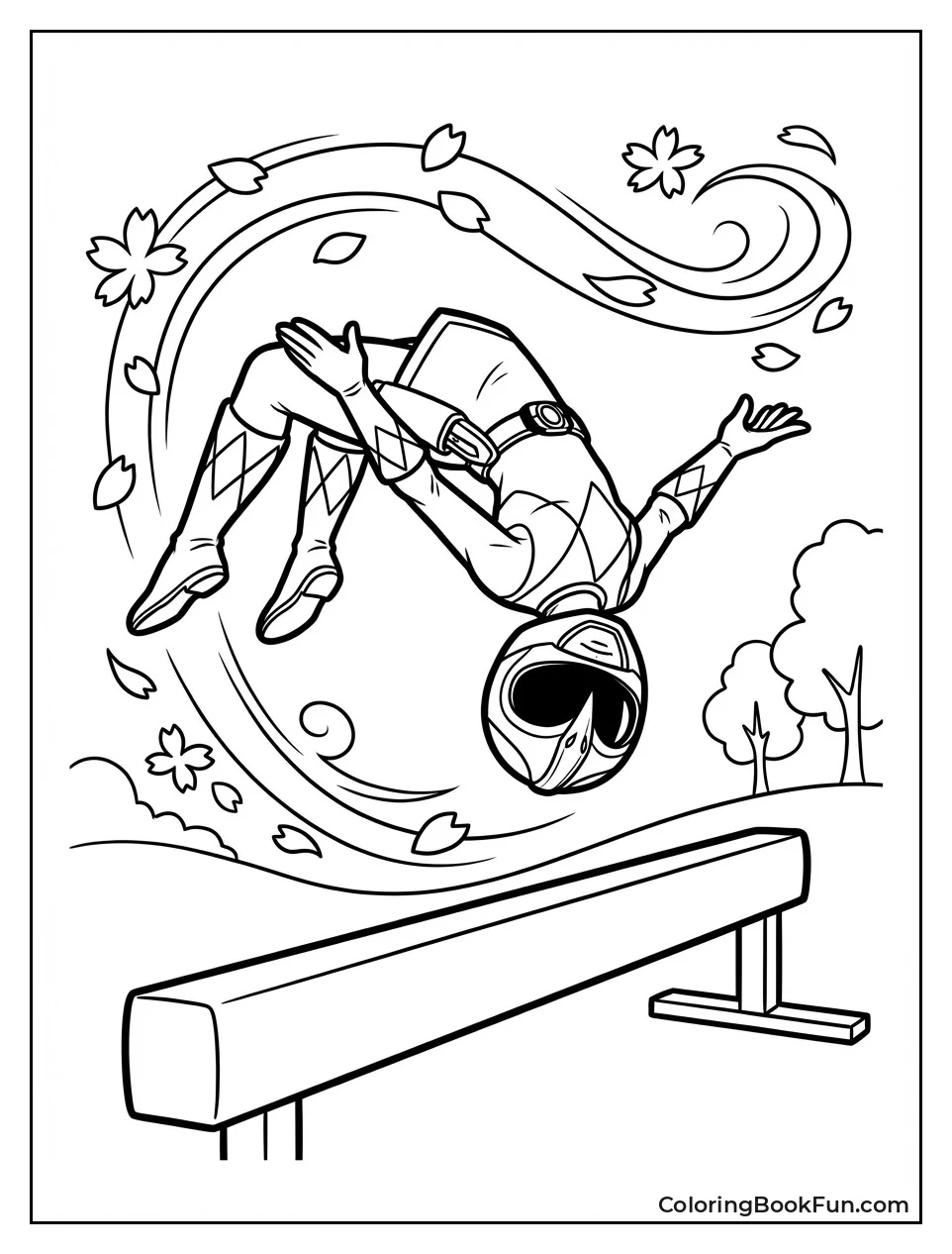 Pink Ranger Flips Gracefully