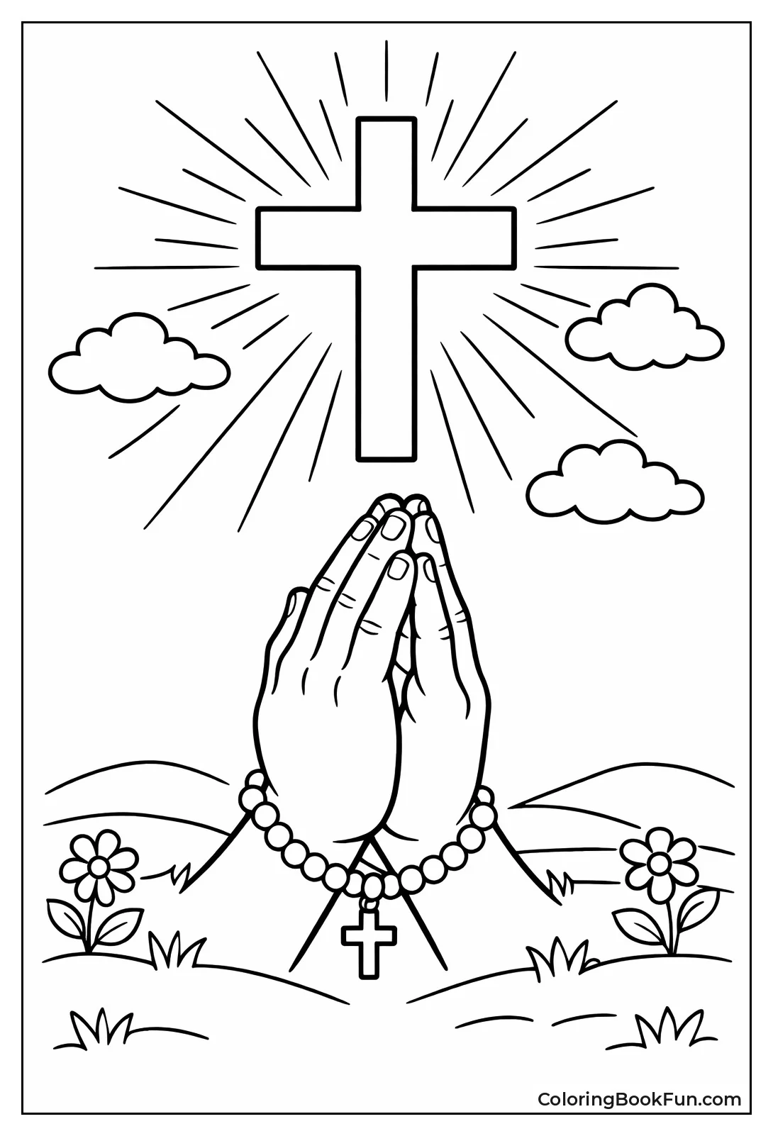 Hands Pray under Cross