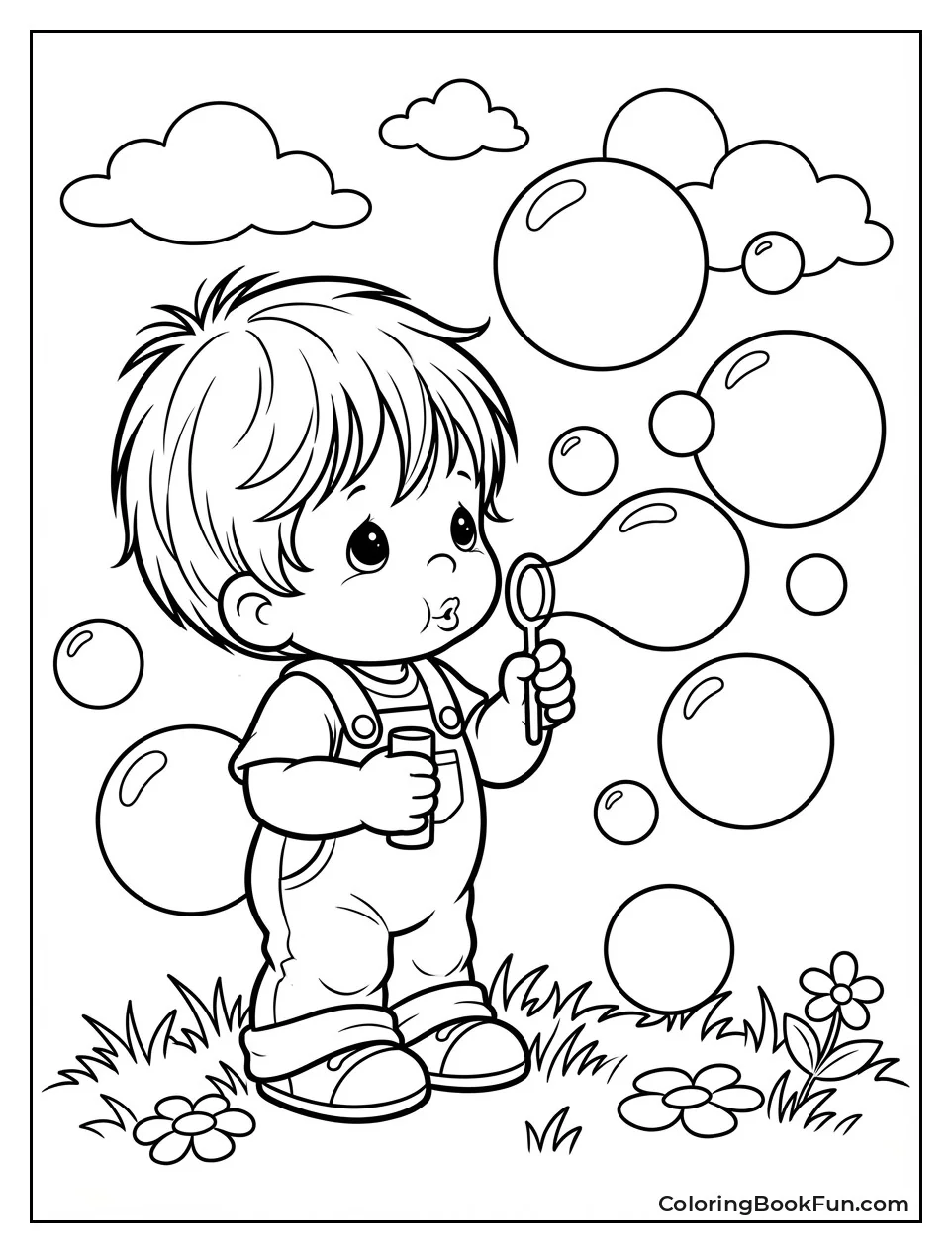 Toddler Blows Big Bubbles