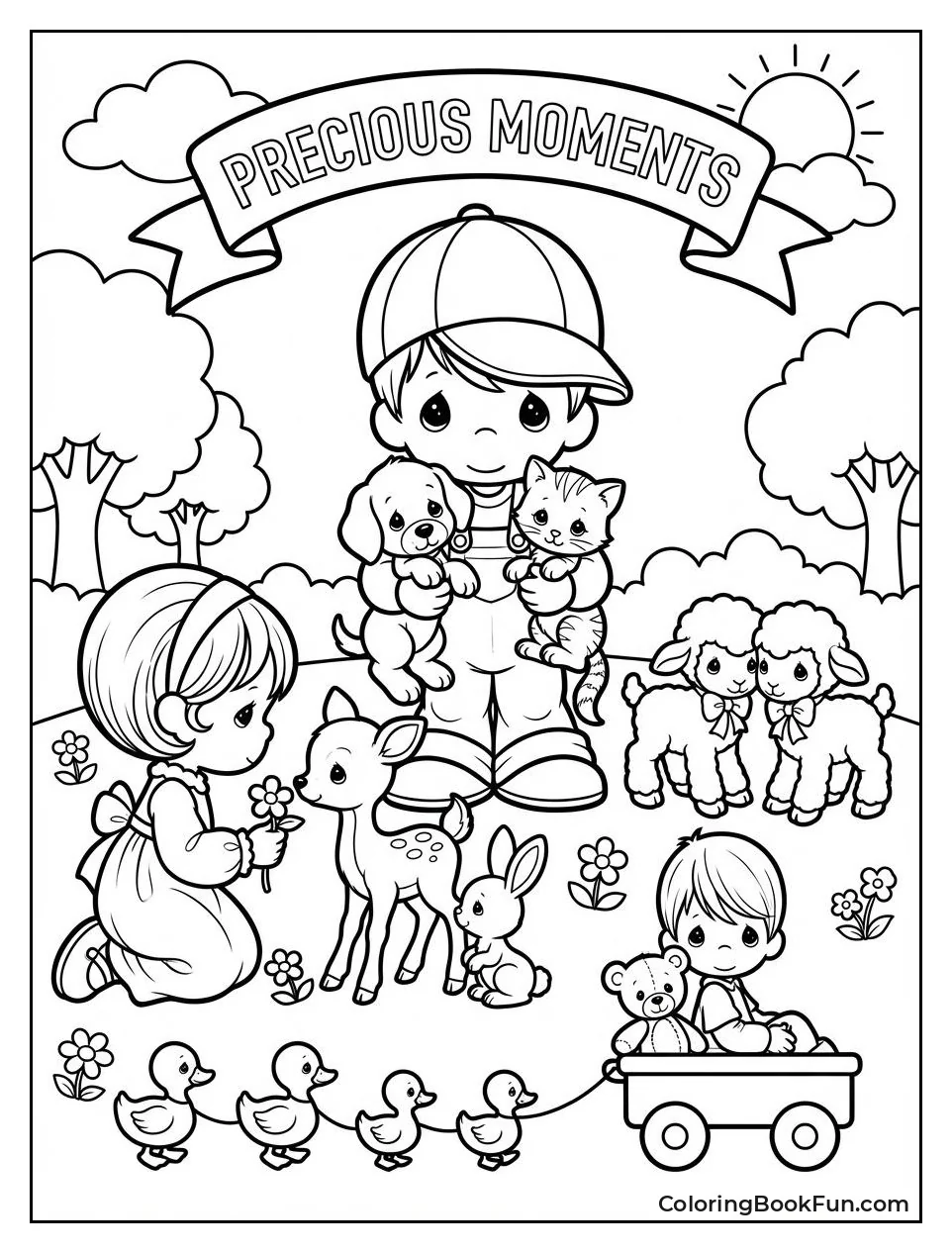 Child Plays with Animals