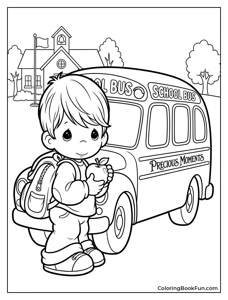 Boy Waits by School Bus