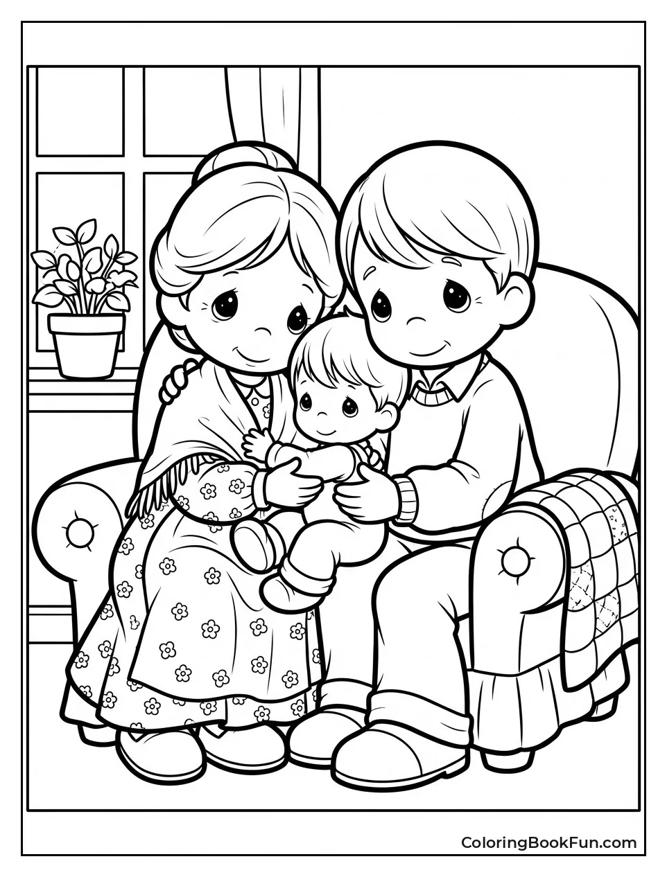 Grandparents Cuddle Grandchild