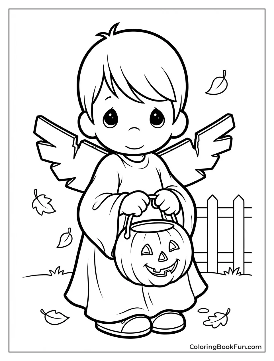 Kid Dresses as Halloween Angel