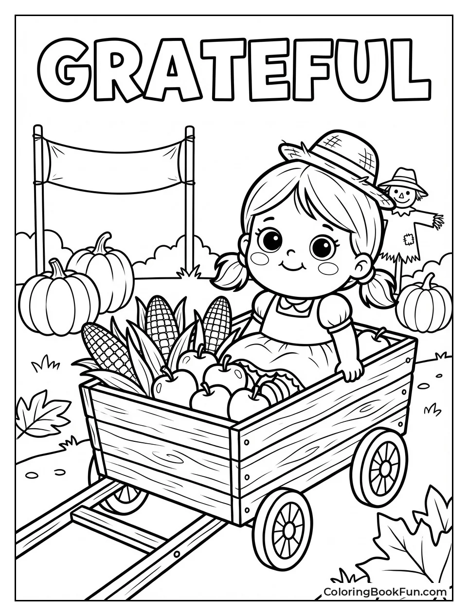 Girl Rides Harvest Wagon