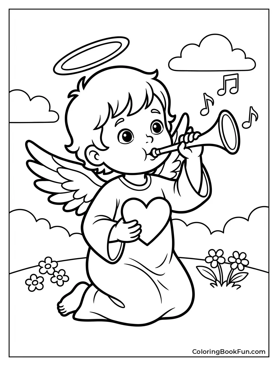 Angel Blows Golden Trumpet