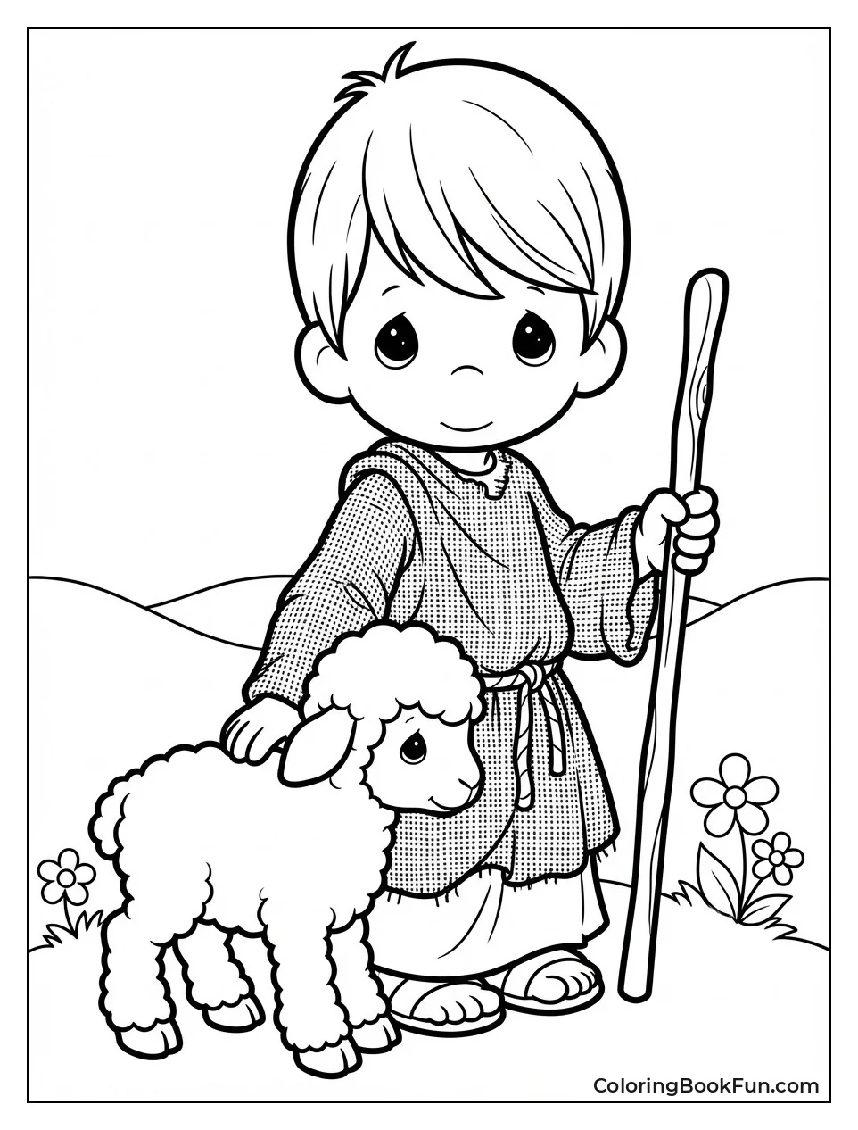 Boy Leads Little Lamb
