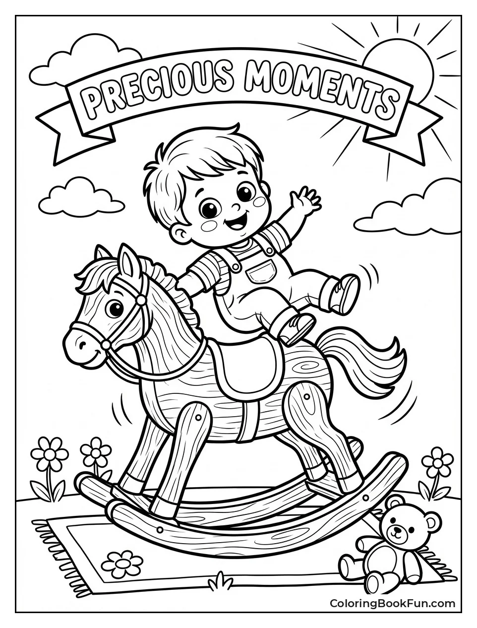 Kid Rides Rocking Horse