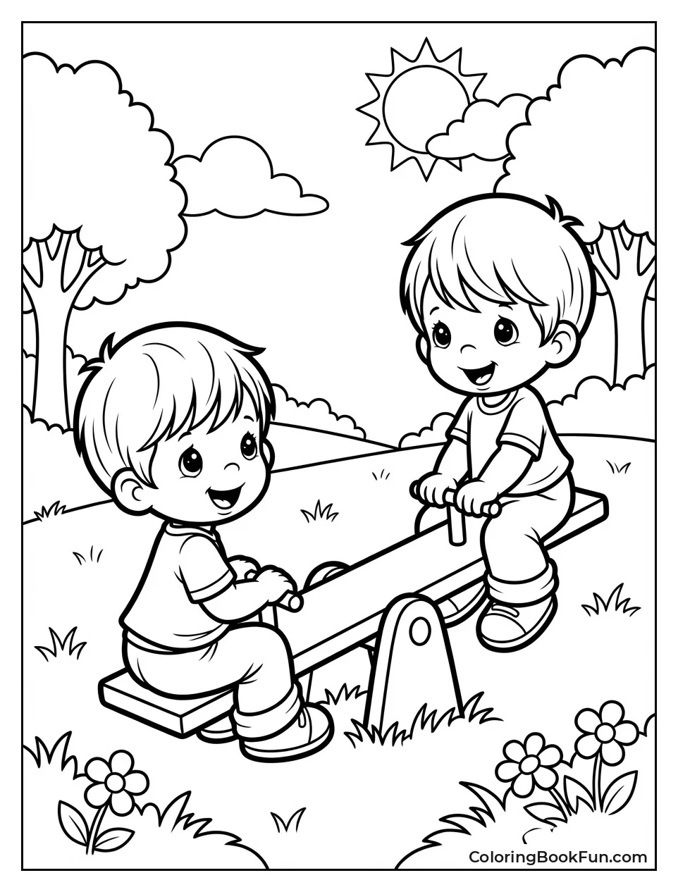 Kids Laugh on Seesaw