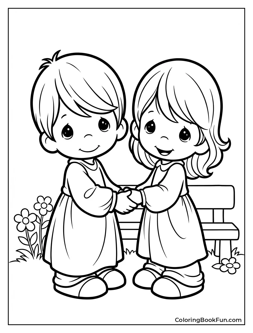 Friends Smile Holding Hands