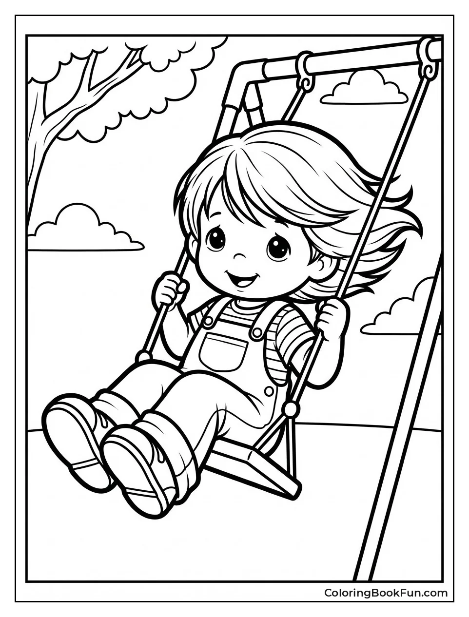 Kid Swings in Playground