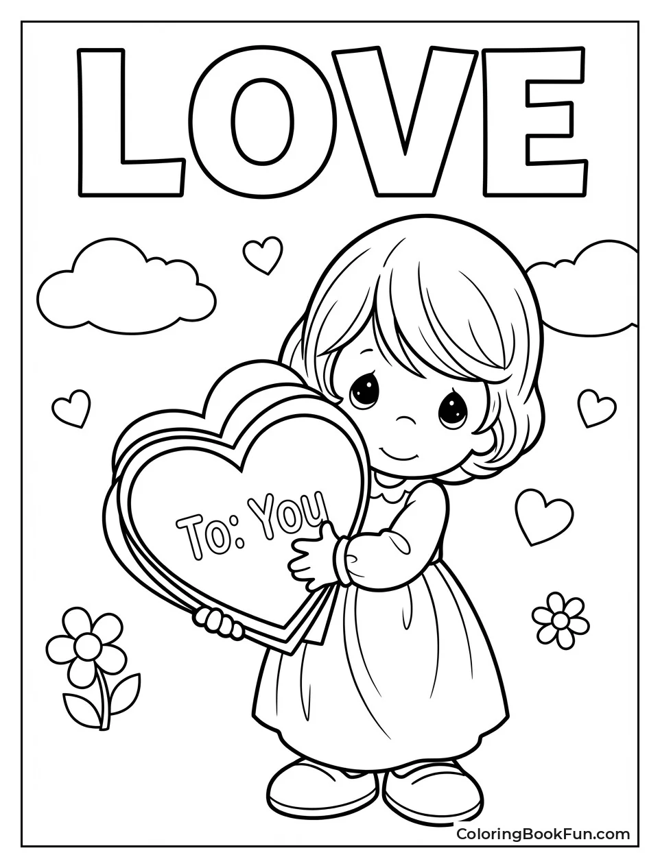 Girl Carries Valentine Cards