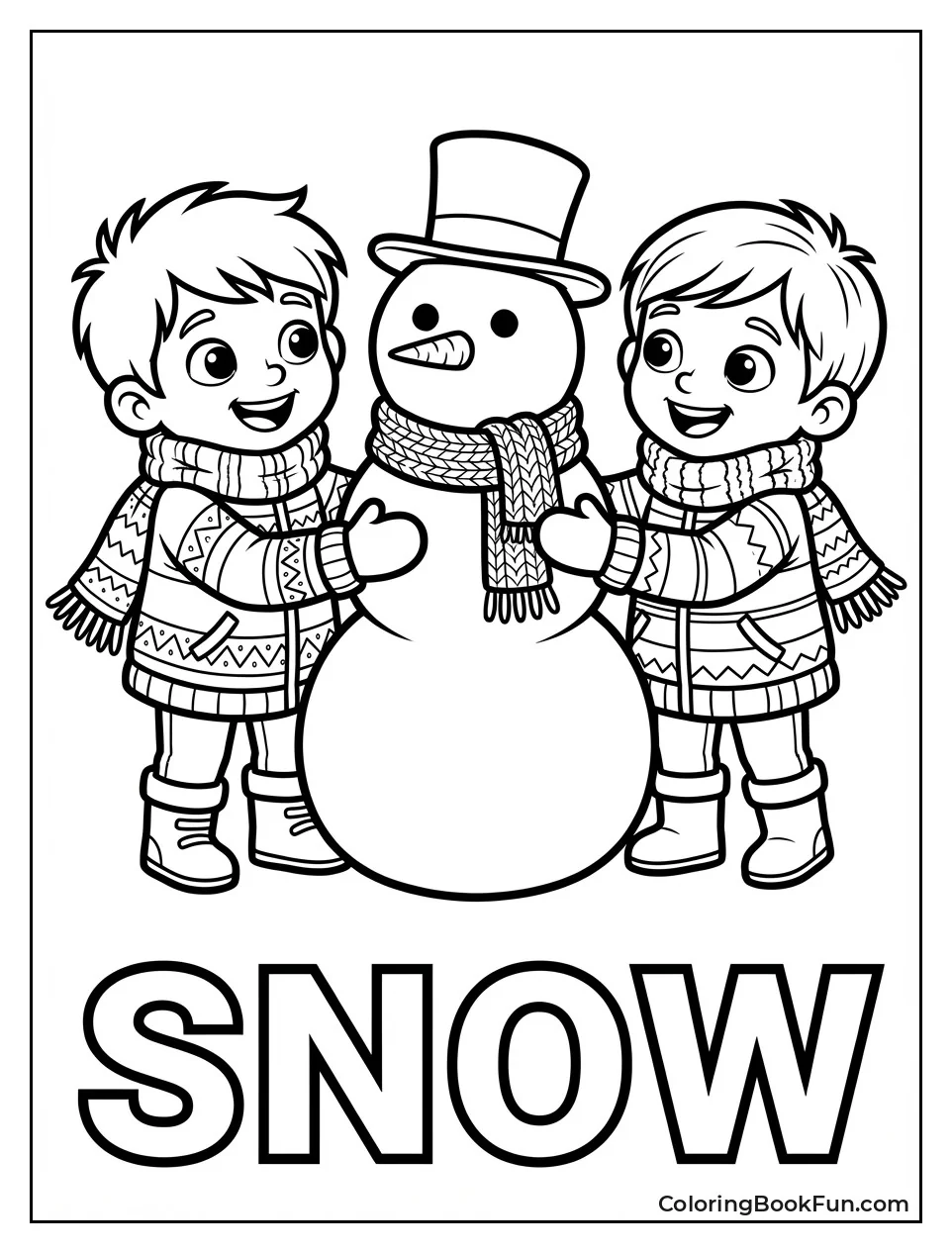 Kids Build Snowman