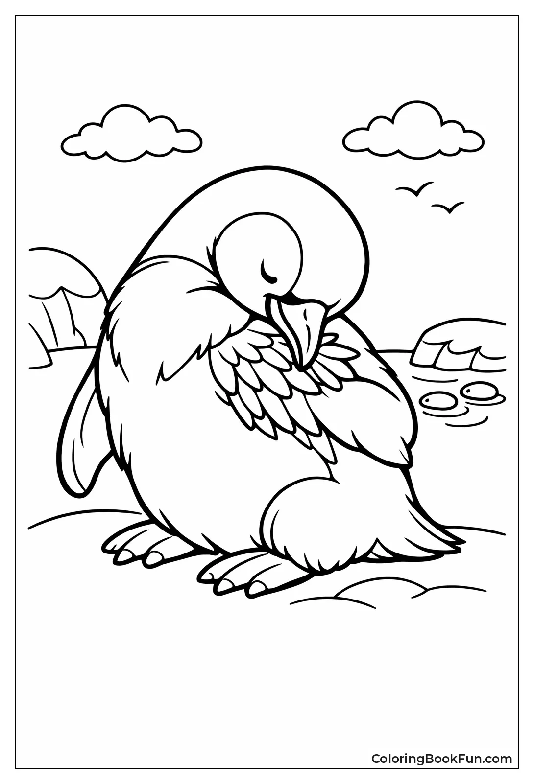 Penguin Preening Feathers