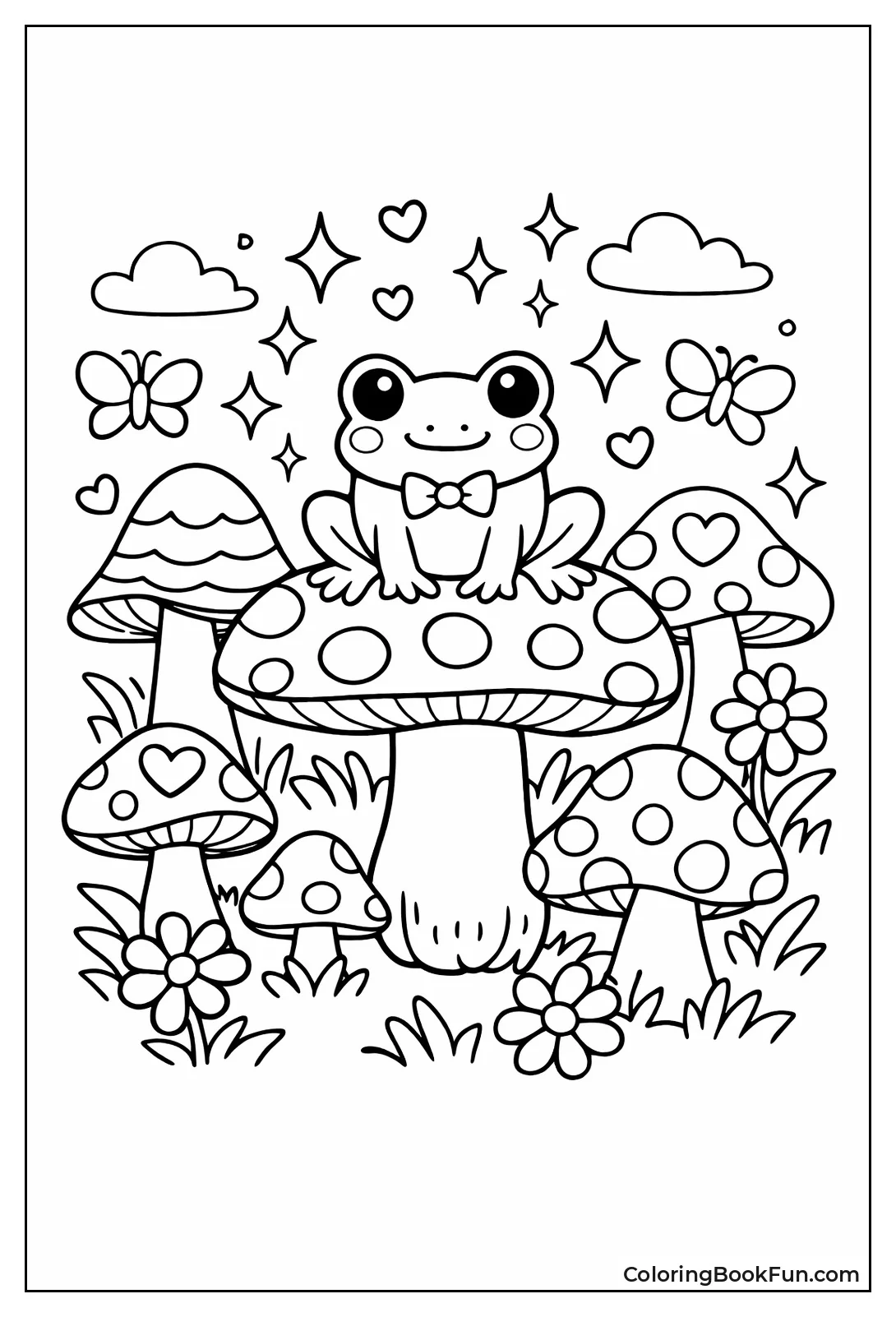 Mushroom Garden with Frog