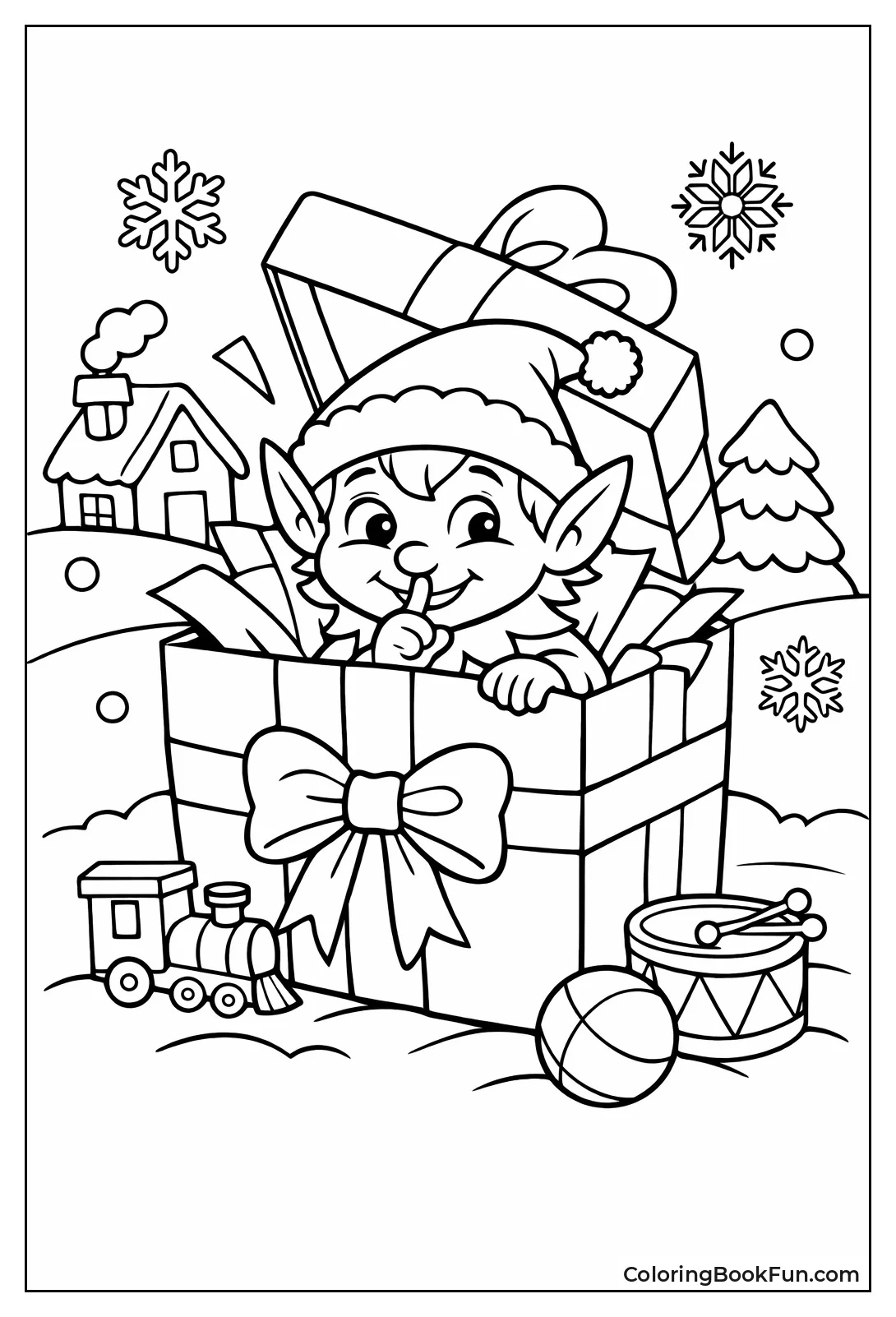 Sneaky Elf in Present Box
