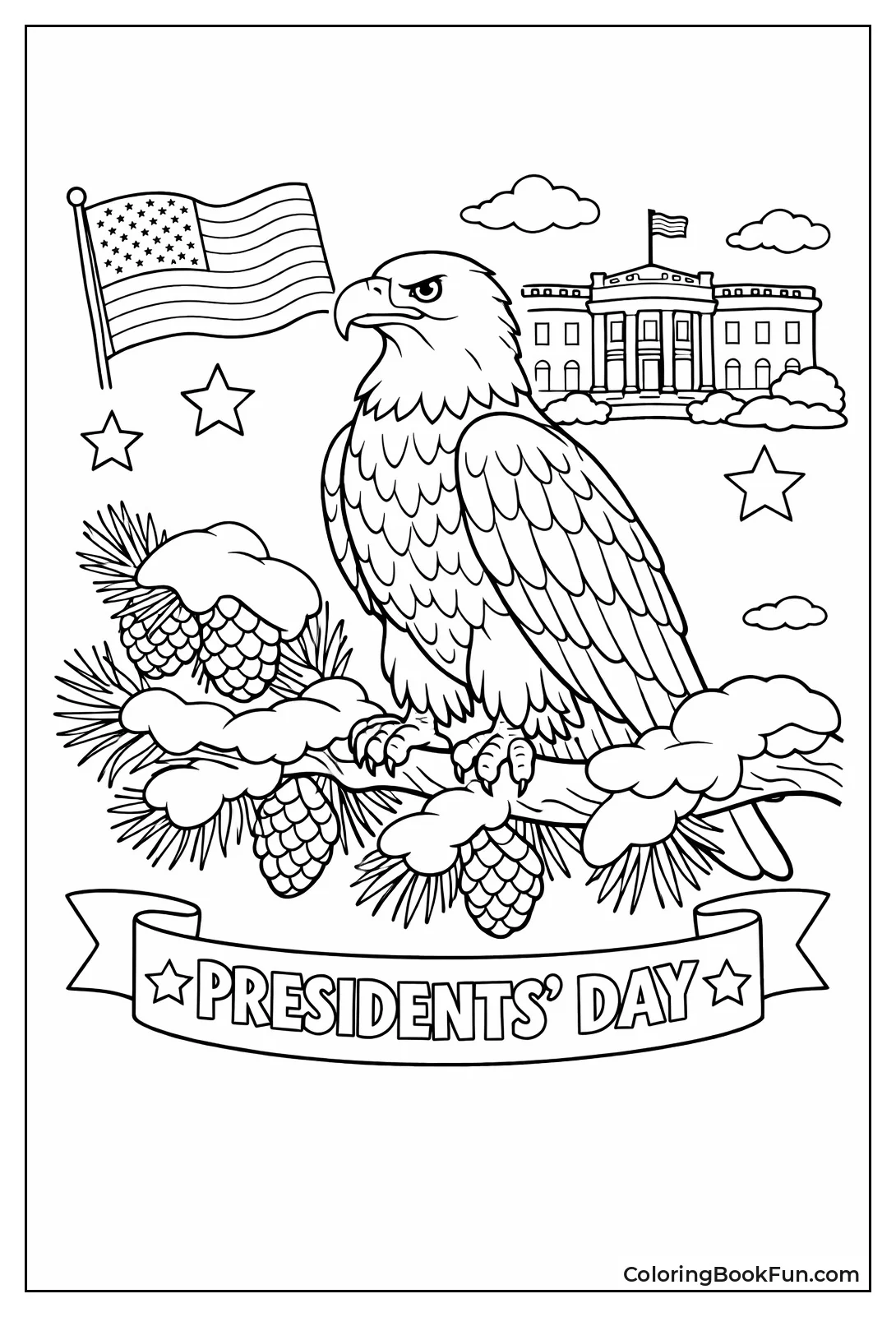 Eagle Snowy Pine Branch