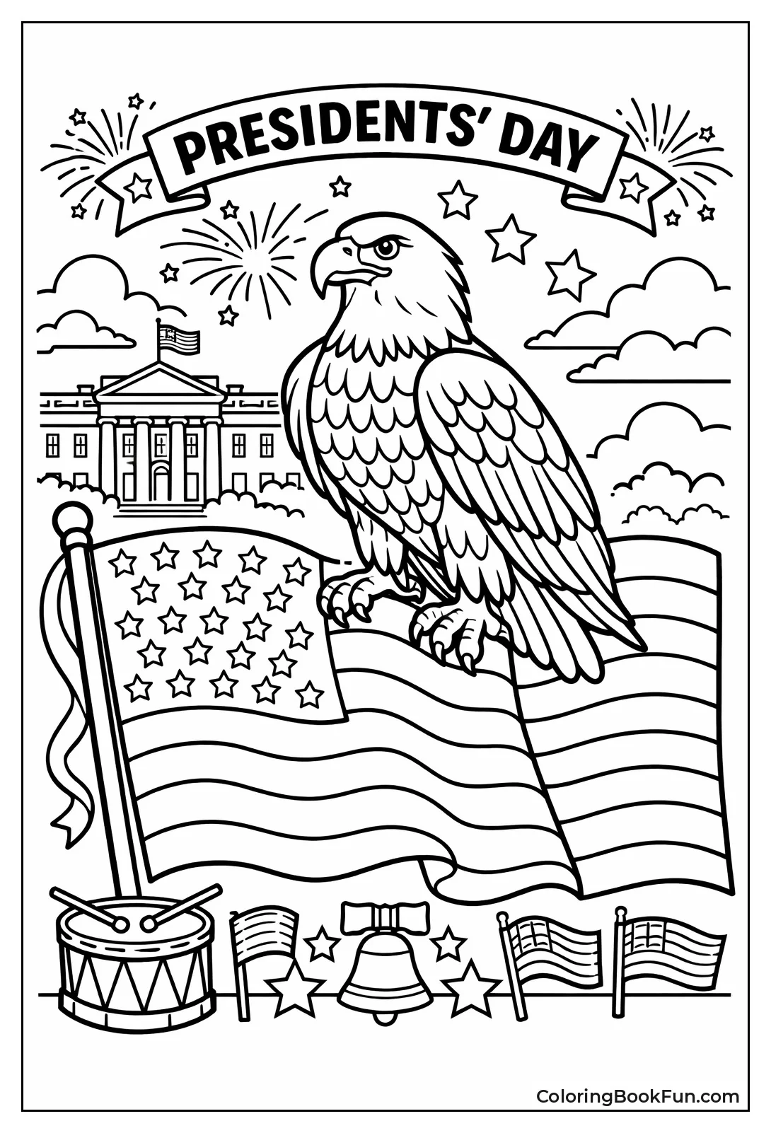 Eagle Perched on Flag