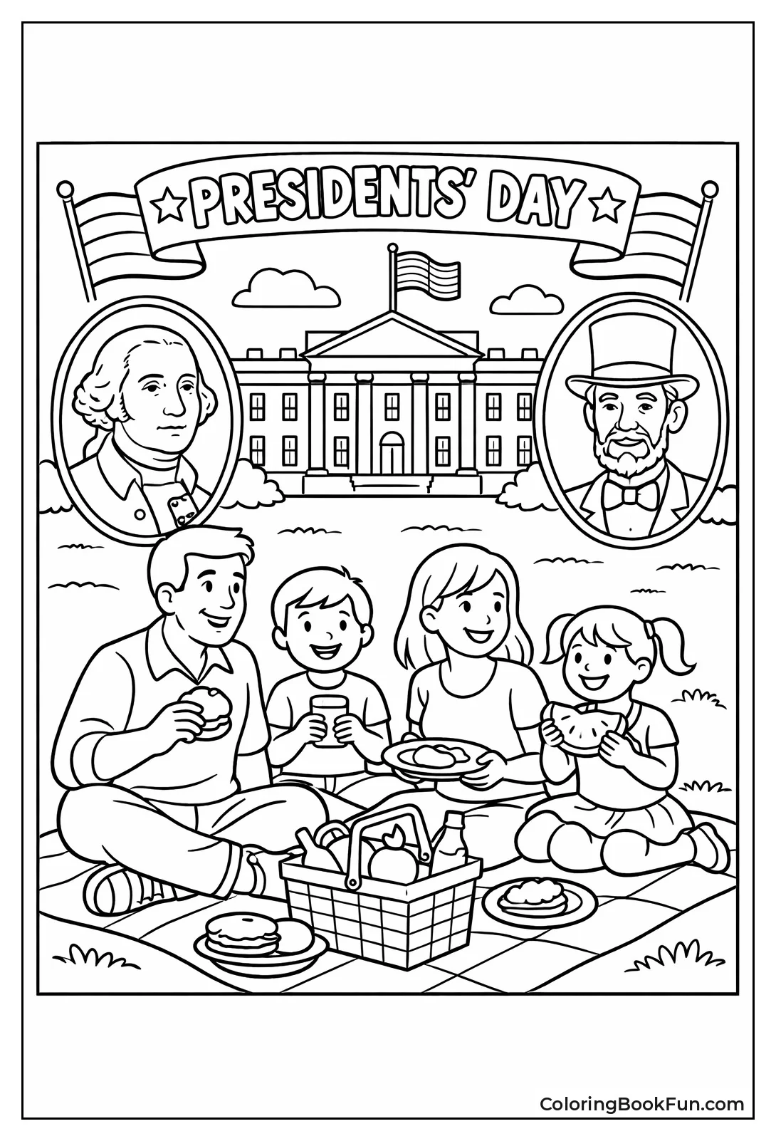 Family Picnic with Flags