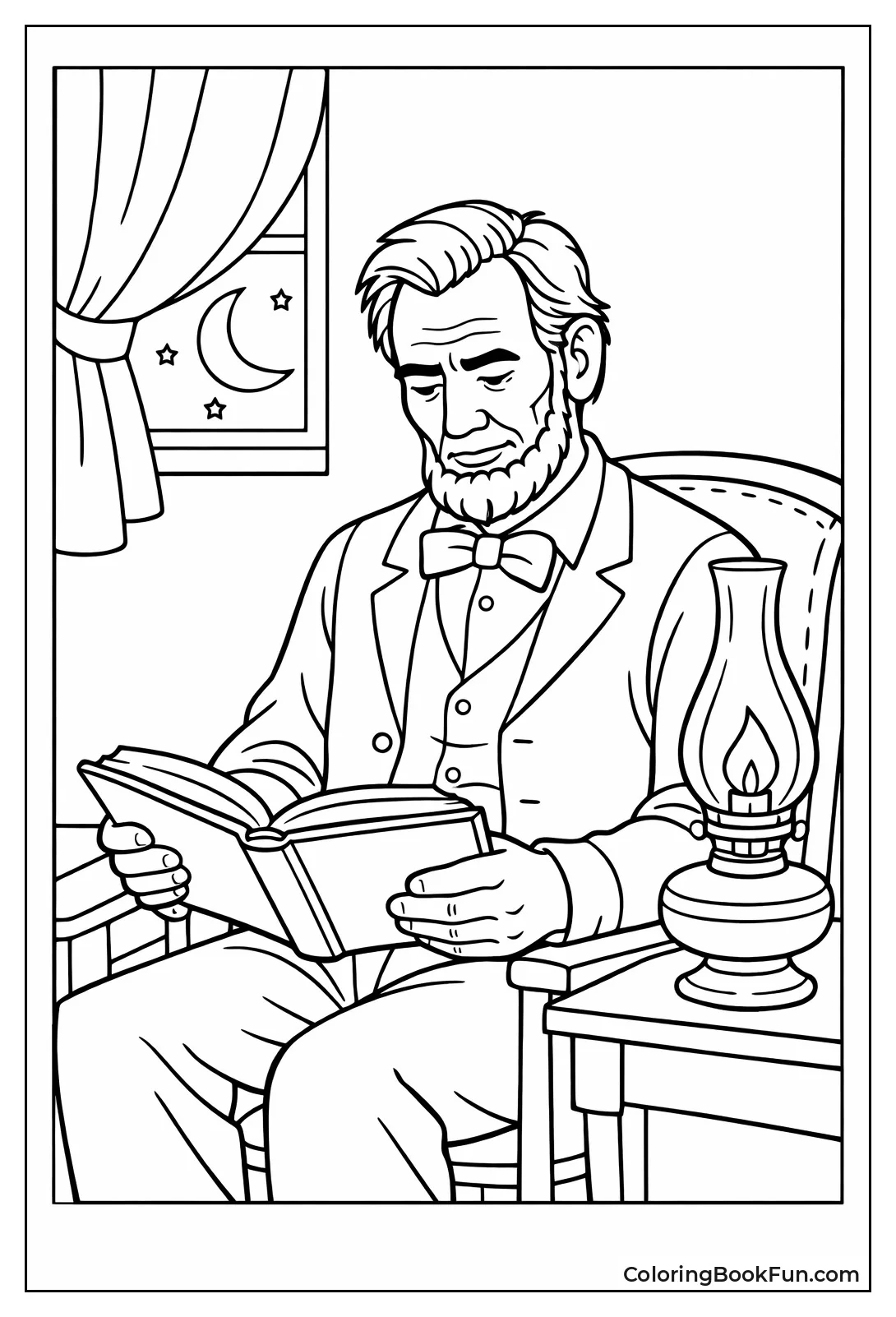 Lincoln Reading by Lamplight