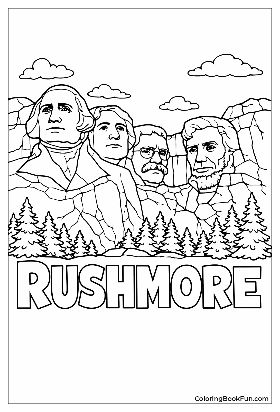 Mount Rushmore with Pine Trees
