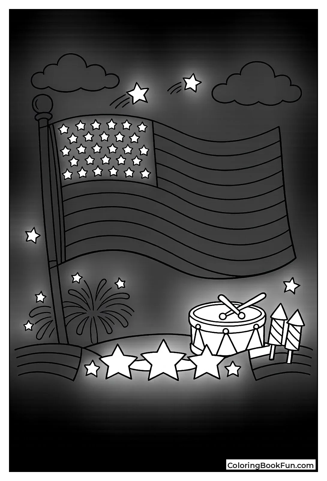 Simple American Flag Outline