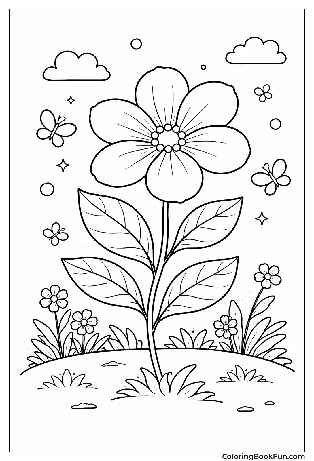 Pretty Flower with Leaves