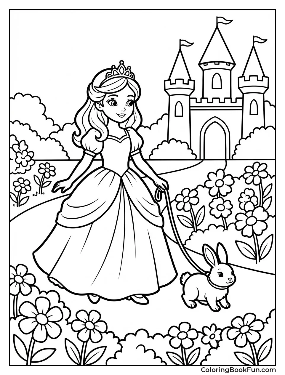 Princess Walking with Bunny