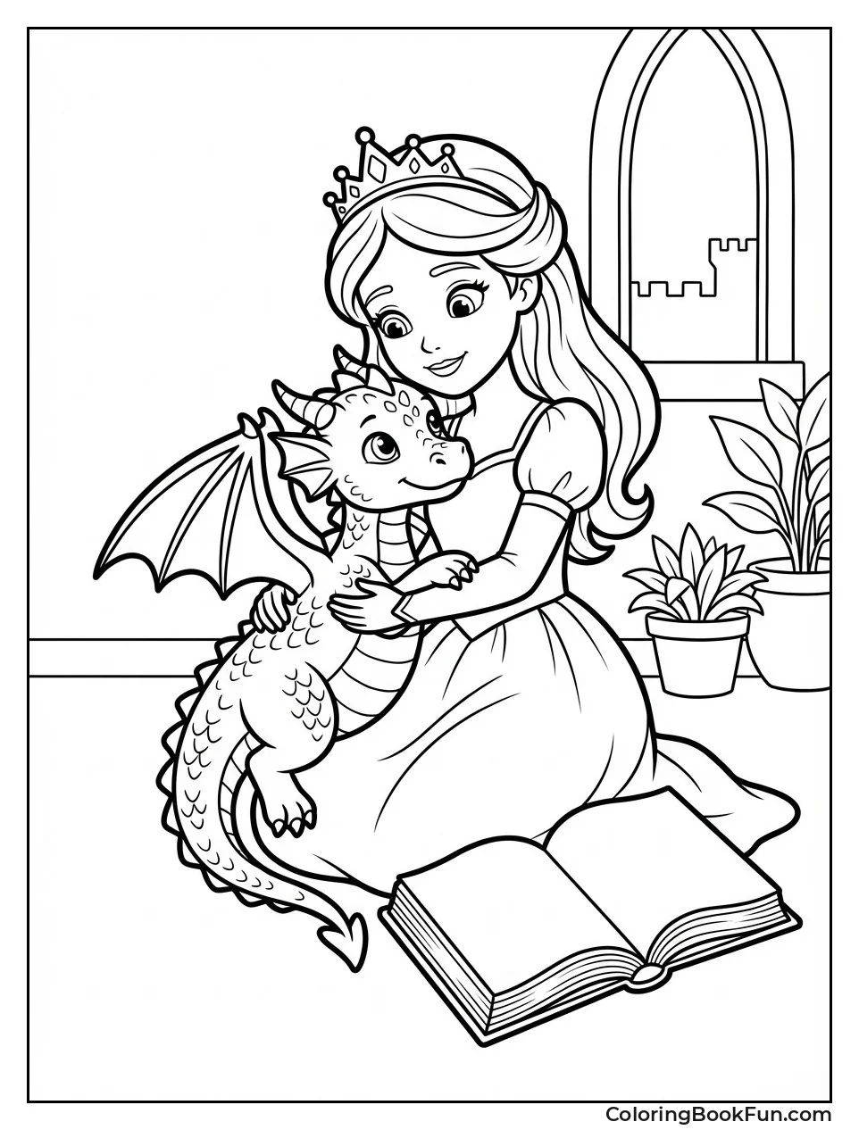 Princess Hugging Baby Dragon