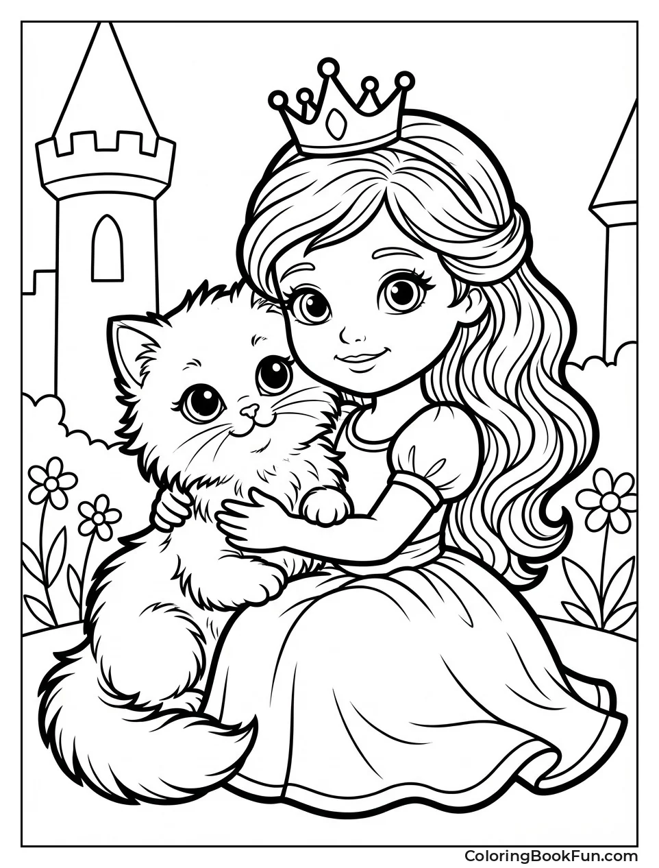 Princess Cuddling Fluffy Kitten