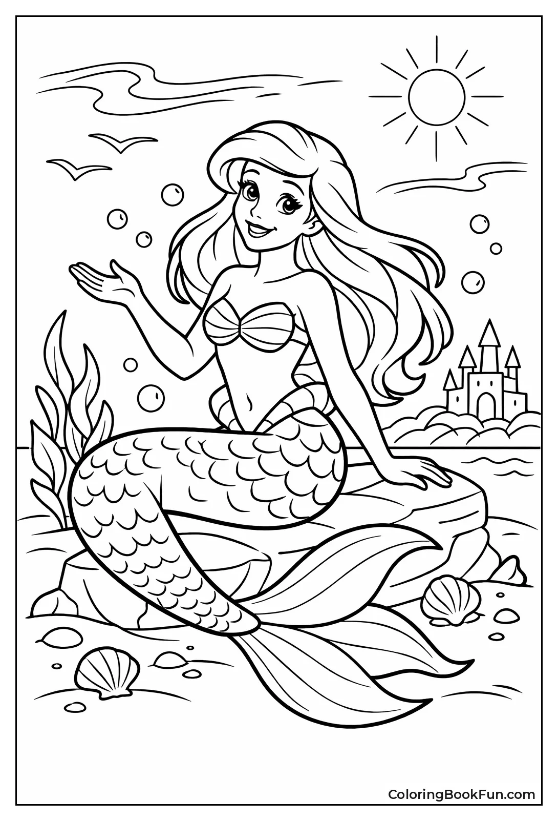 Elegant Mermaid Princess Ariel Swims