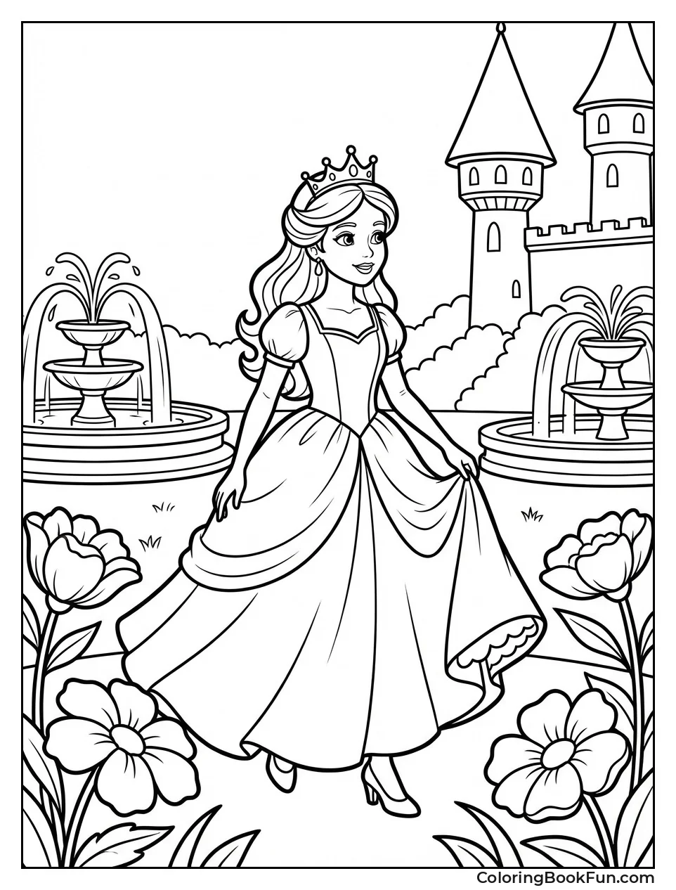 Princess Strolling Castle Garden