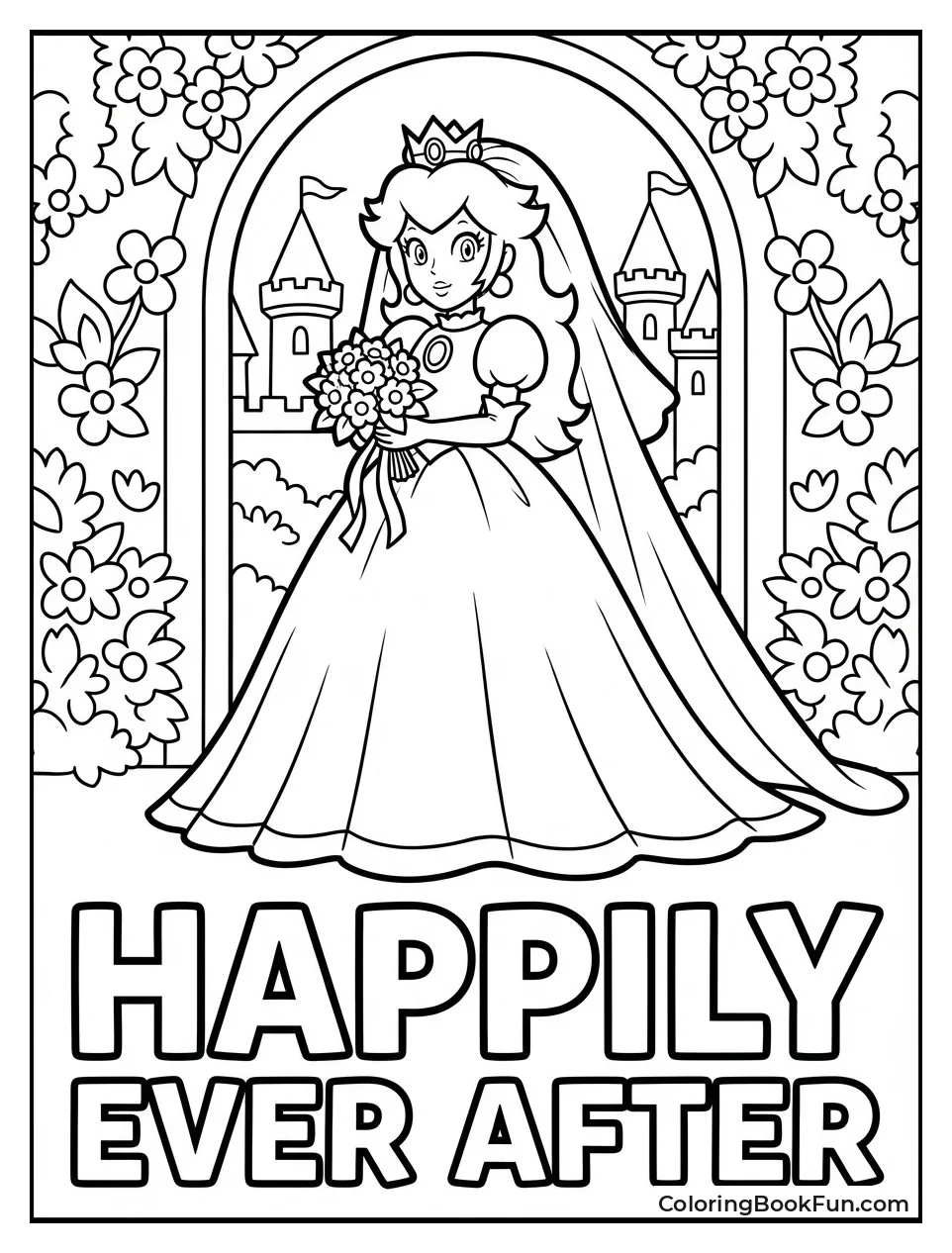 Peach Wears Wedding Dress