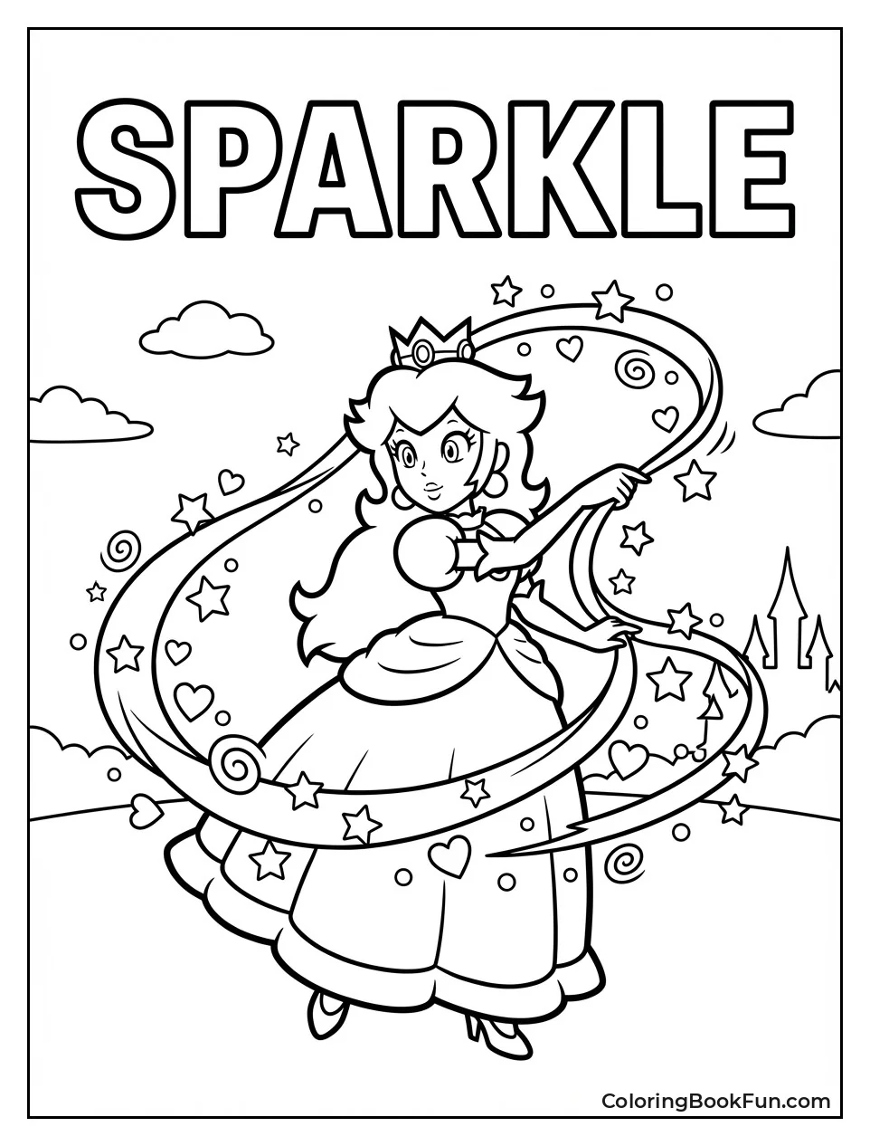 Peach Twirls Sparkle Ribbon