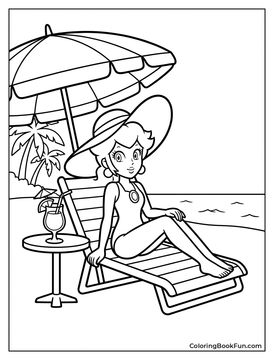 Peach Relaxes at Beach