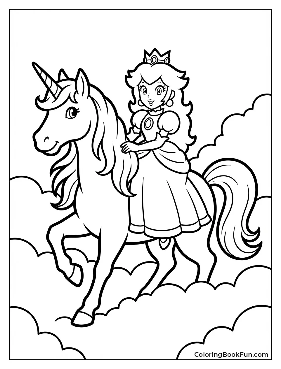 Peach Rides Majestic Unicorn