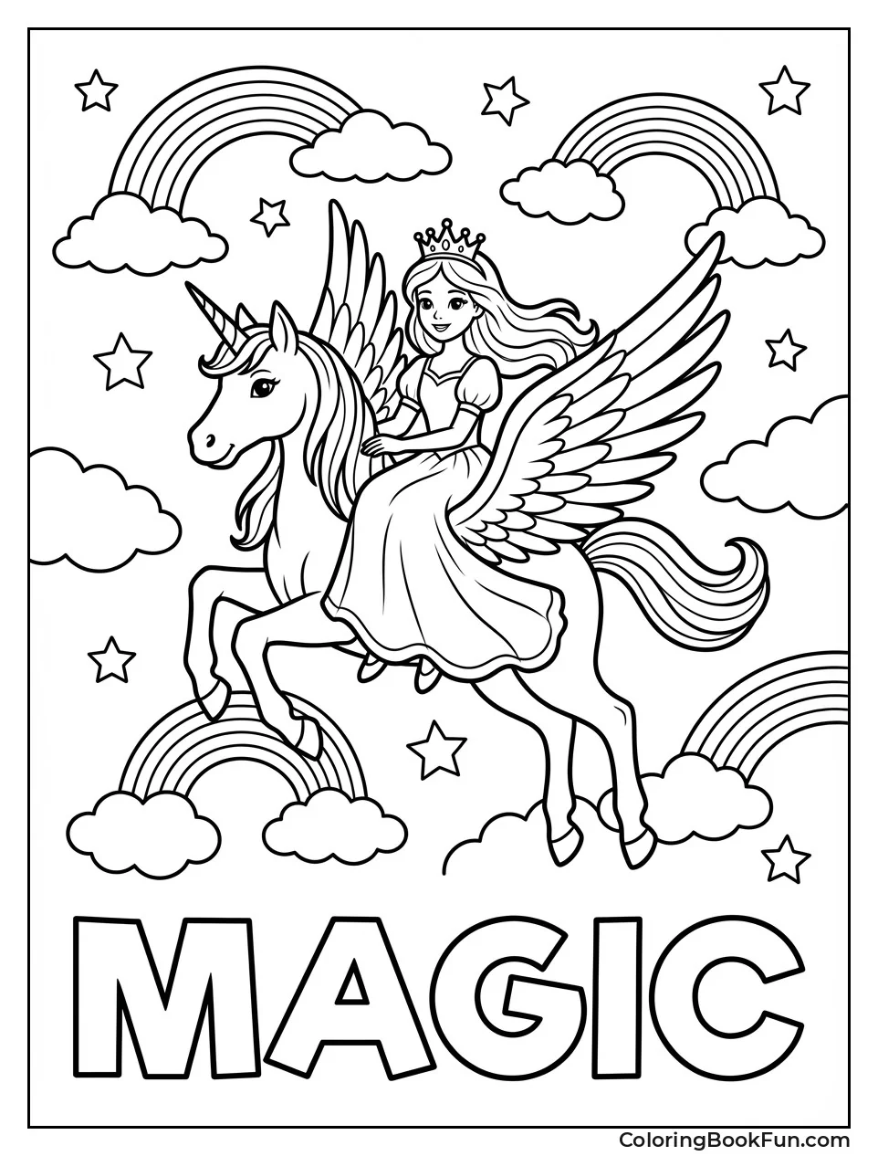 Princess Riding Winged Unicorn