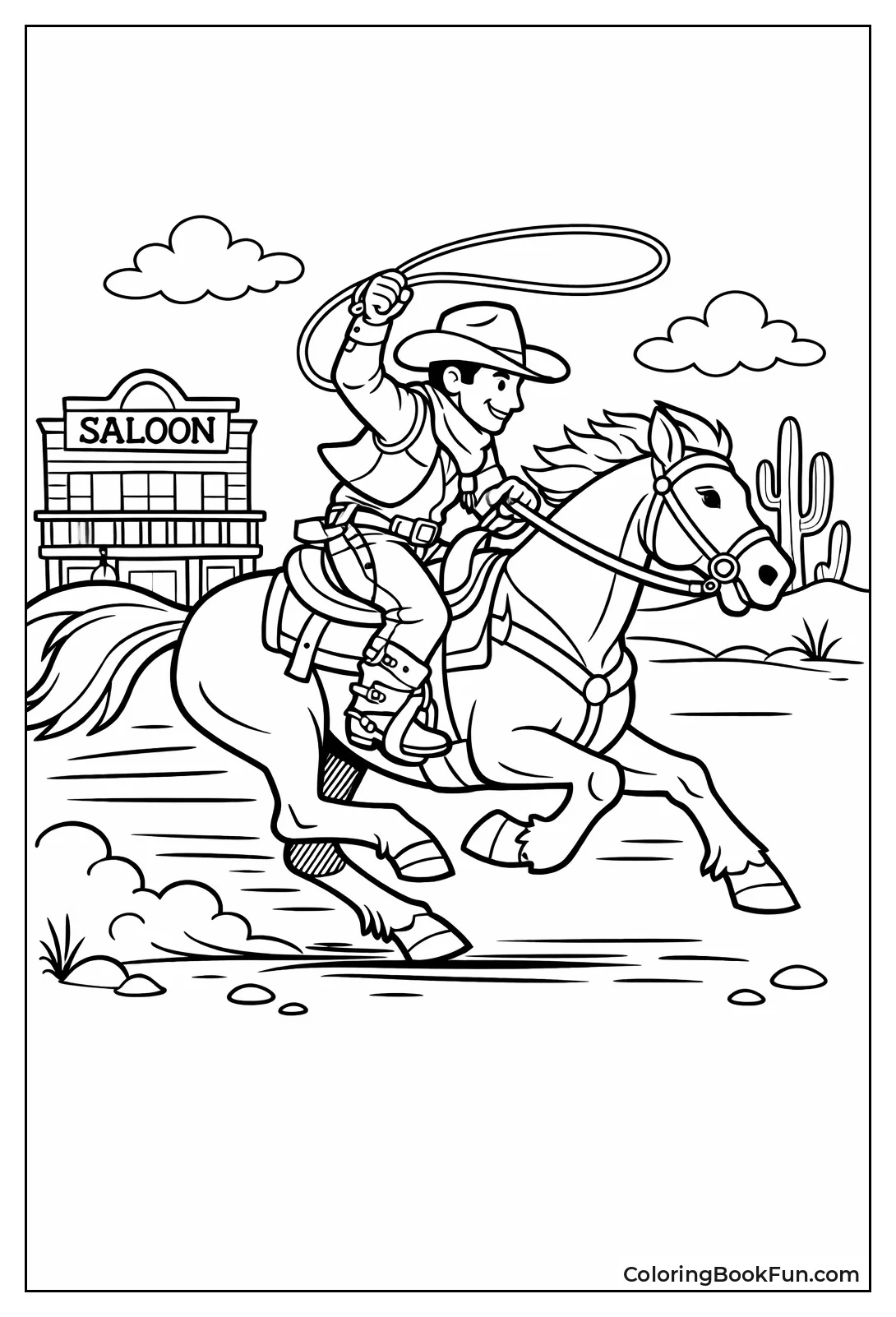 Profile Cowboy Galloping Horse