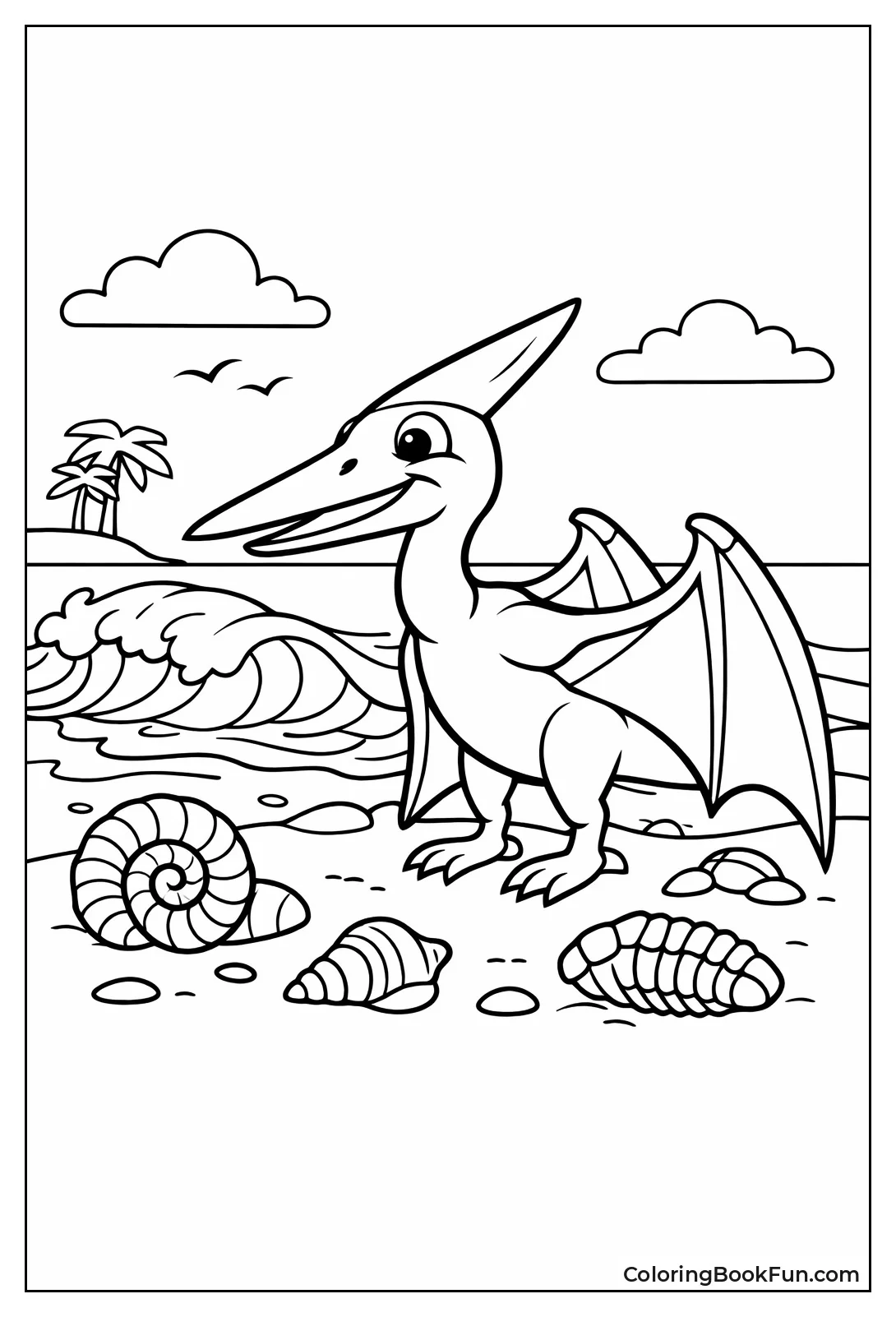 Pterodactyl Landing on Beach