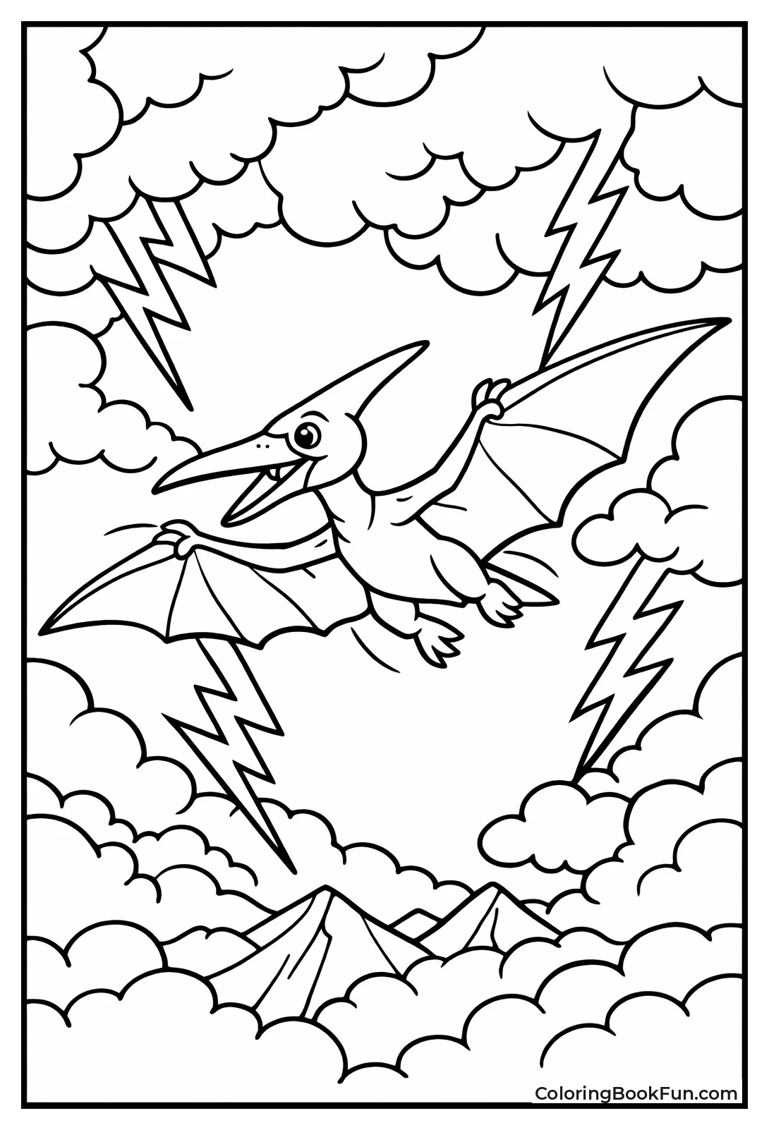 Pterodactyl Flying through Storm