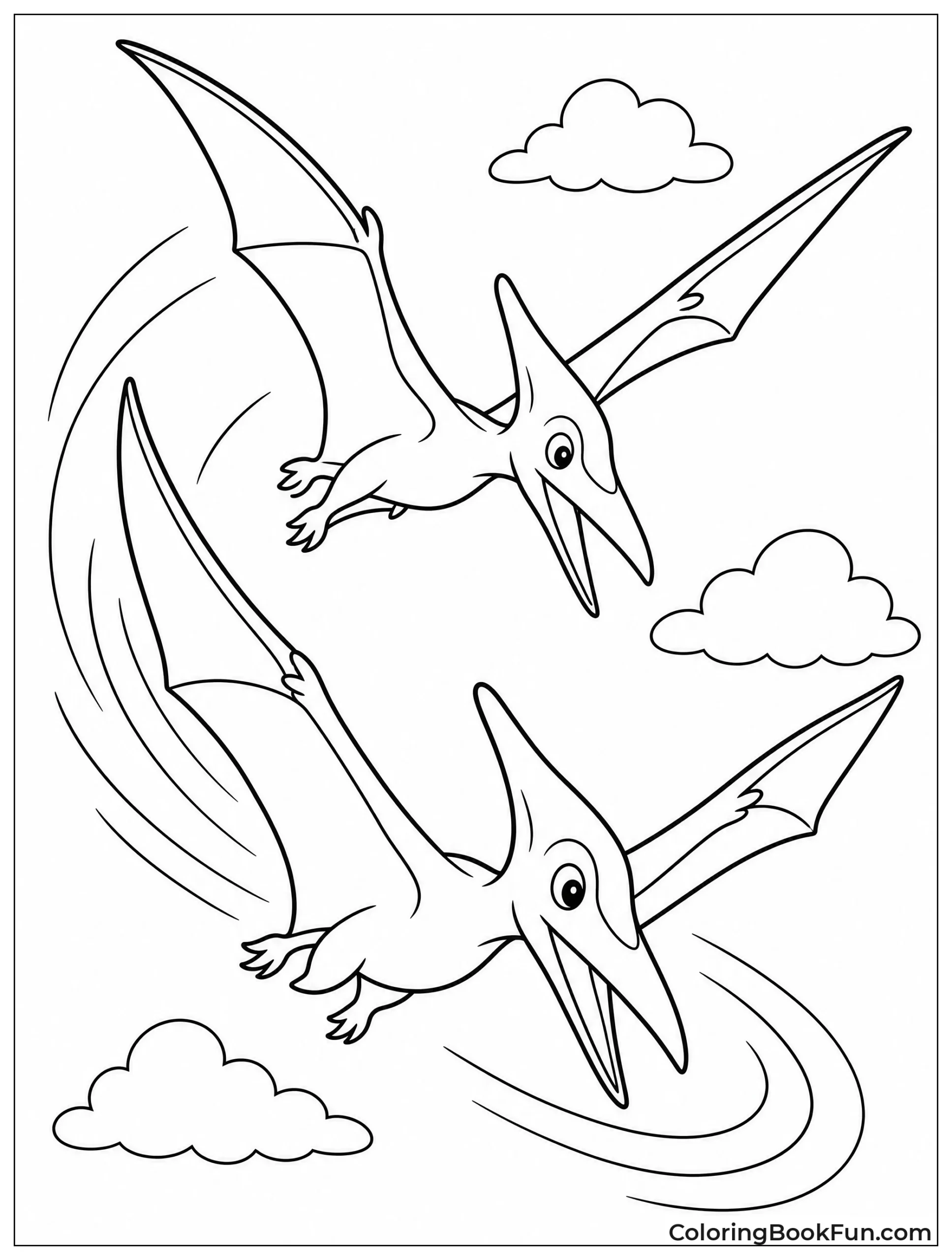 Pterodactyls in Mid-Air Dive