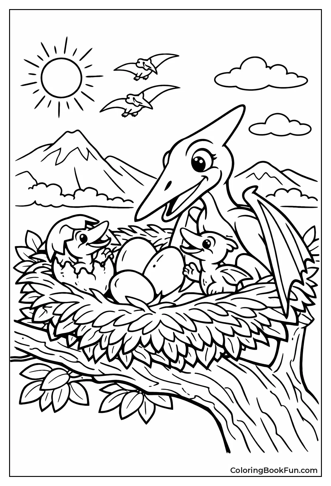 Mother Pterodactyl in Nest