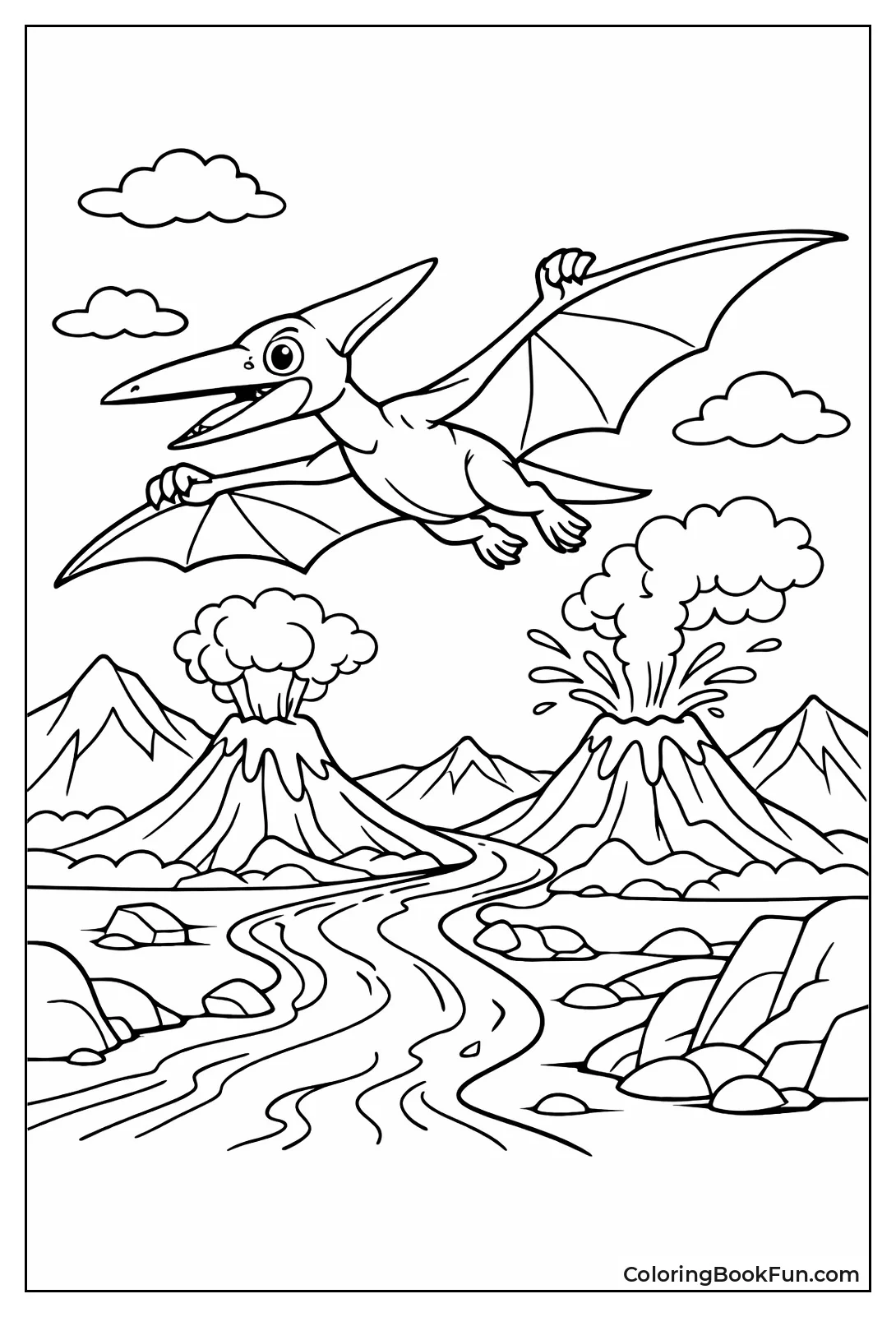 Pterodactyl above Smoking Volcanoes