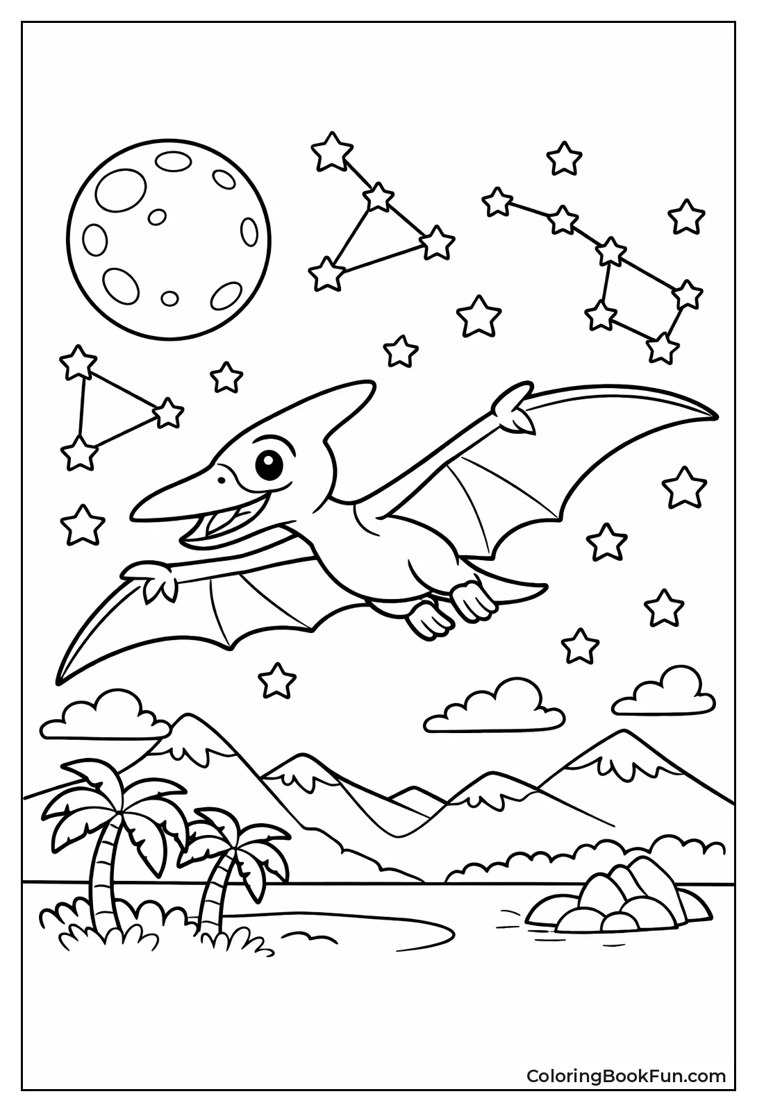 Pterodactyl under Starry Sky