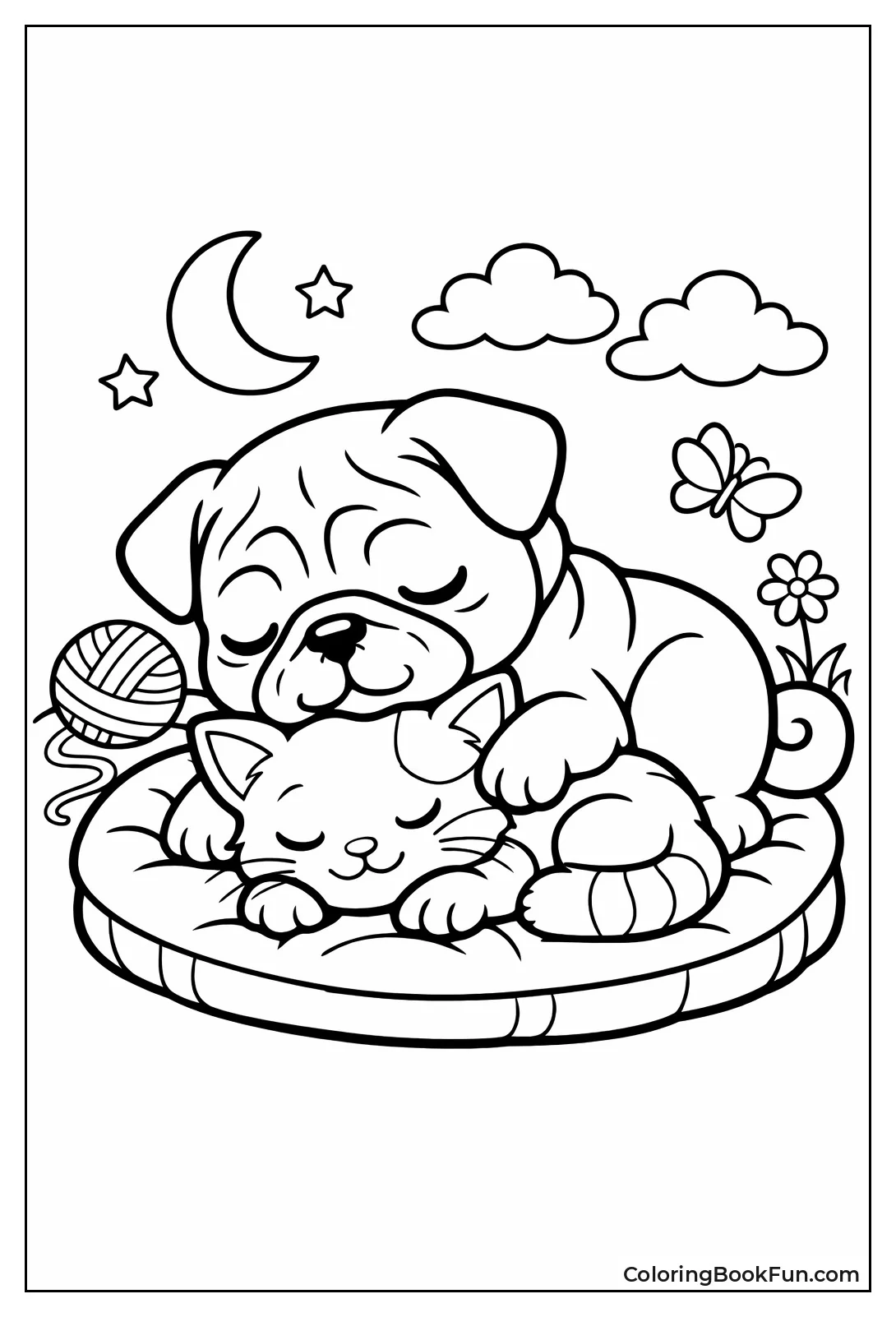 Pug Playing with Kitten